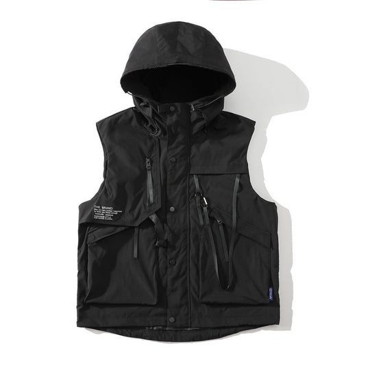Herren funktionale Outdoor-Weste mit verstellbarem Kapuzendesign und vielseitigen Taschen Nord Taschen