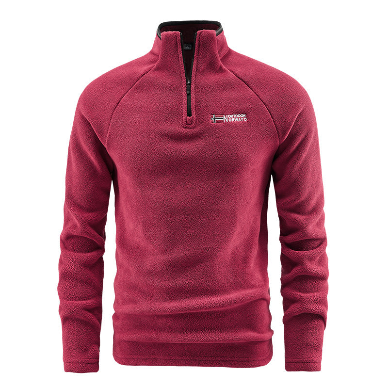 Herren Fleece-Halbzip-Pullover mit hohem Stehkragen und Raglanärmeln Nord Taschen