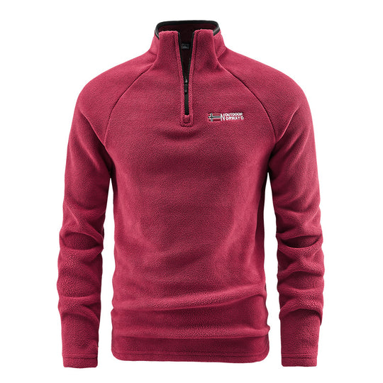 Herren Fleece-Halbzip-Pullover mit hohem Stehkragen und Raglanärmeln Nord Taschen