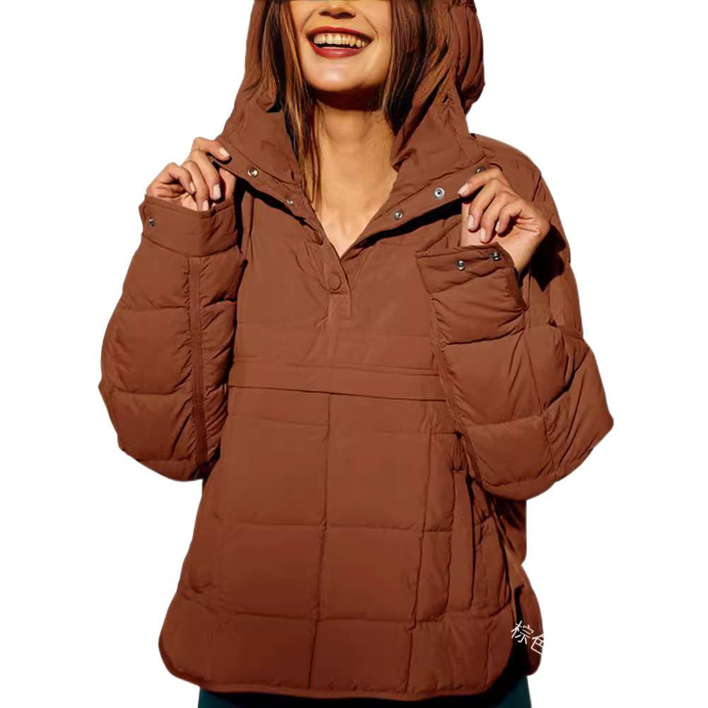 Damen Gefütterter Stepp-Anorak-Pullover mit Kapuze Nord Taschen