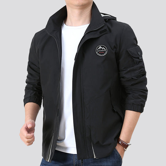 Herren Leichter Urbaner Softshell-Hoodie mit Ärmeltasche und hohem Stehkragen Nord Taschen