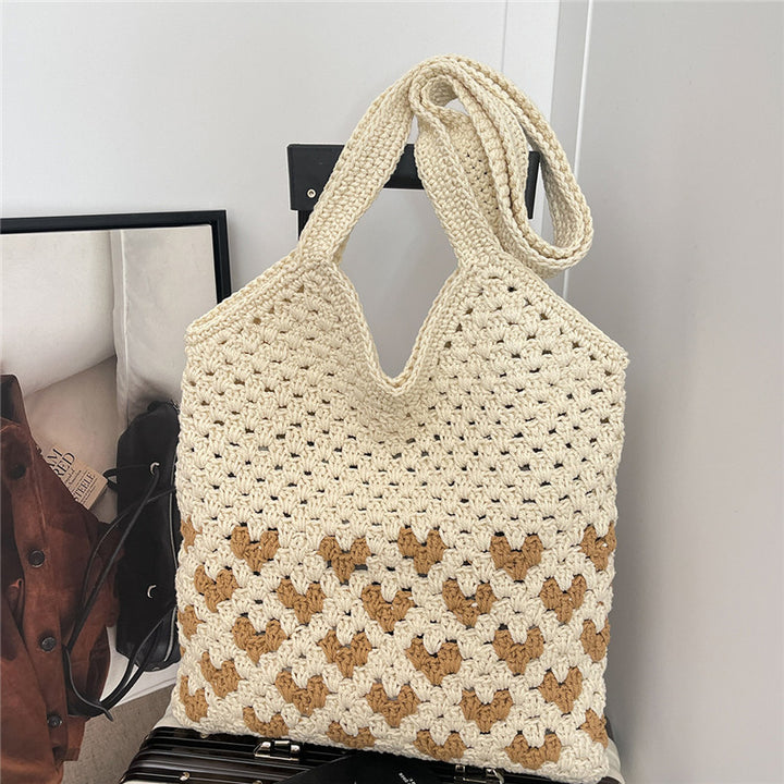 Damen gehäkelte Tragetasche mit stilvollem herzförmigen Design Nord Taschen