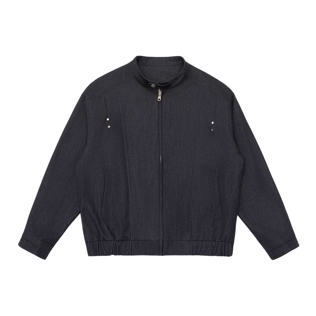 Unisex Kurz geschnittener Denim-Utility-Blouson mit Funnelkragen und Tunnelzugsaum Nord Taschen