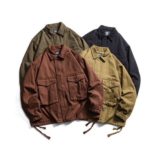 Herren Boxy-Utility-Blousonjacke aus Canvas mit aufgesetzten Pattentaschen und Kordelzugsaum Nord Taschen