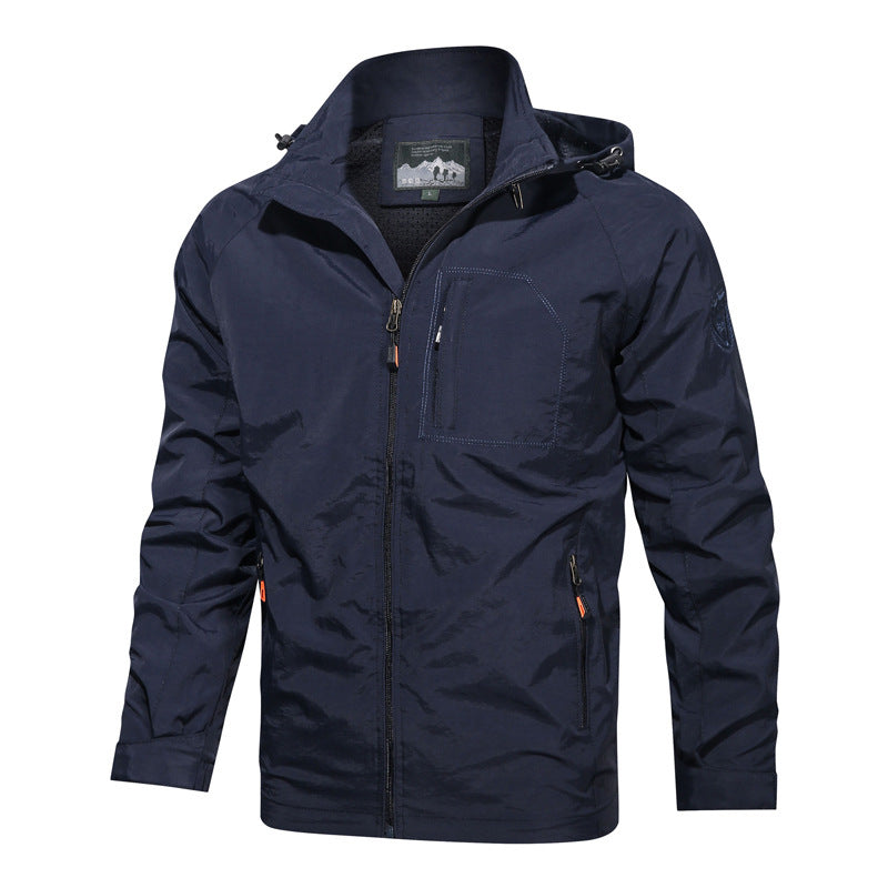 Herren  leichte winddichte Outdoorjacke mit Kapuze und taktischer Brusttasche Nord Taschen