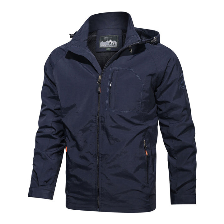 Herren  leichte winddichte Outdoorjacke mit Kapuze und taktischer Brusttasche Nord Taschen