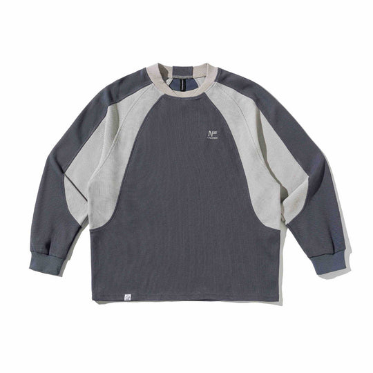 Herren Waffelstruktur-Sweatshirt mit Raglanärmeln und kontrastierenden Einsätzen Nord Taschen