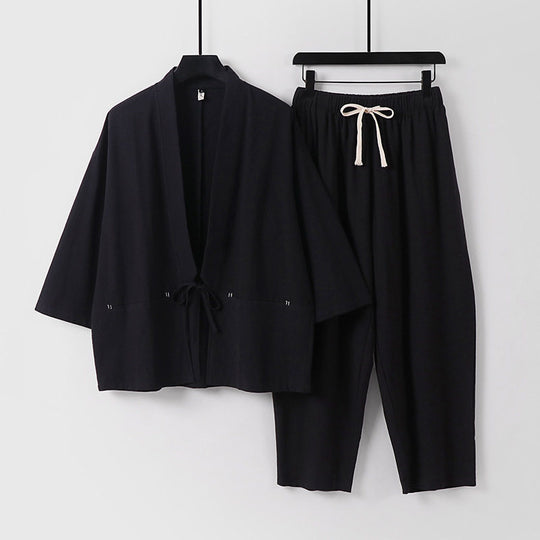 Unisex Kimono-Lounge-Set mit Kurzjacke und elastischer Kordelhose Nord Taschen