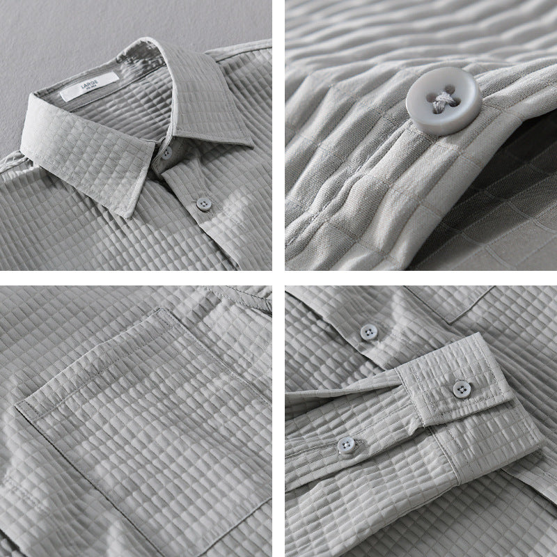Herren Texturiertes Waffelstruktur-Overshirt mit Brusttasche und legerer Passform Nord Taschen