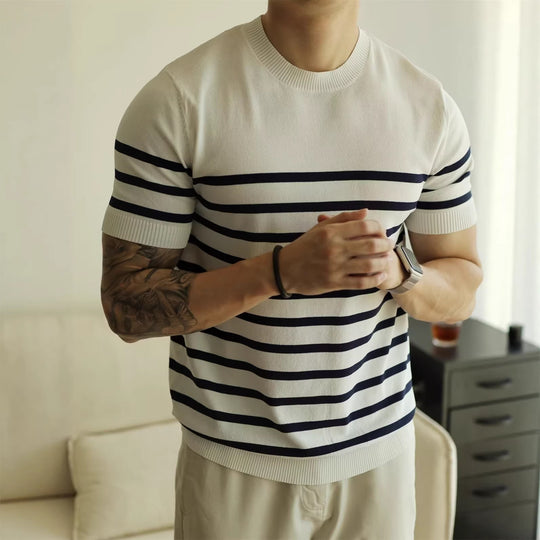 Herren Modischer gestreifter Strickpullover Nord Taschen