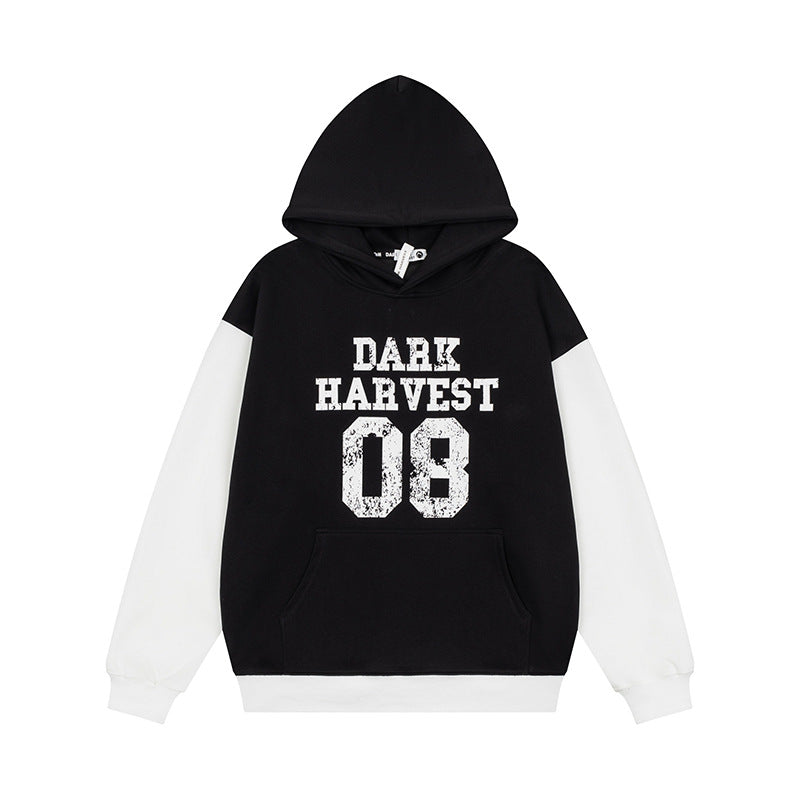 Damen Kapuzen-Sweatshirt im College-Style mit Kontrastärmeln, Kängurutasche und Vintage-Print Nord Taschen