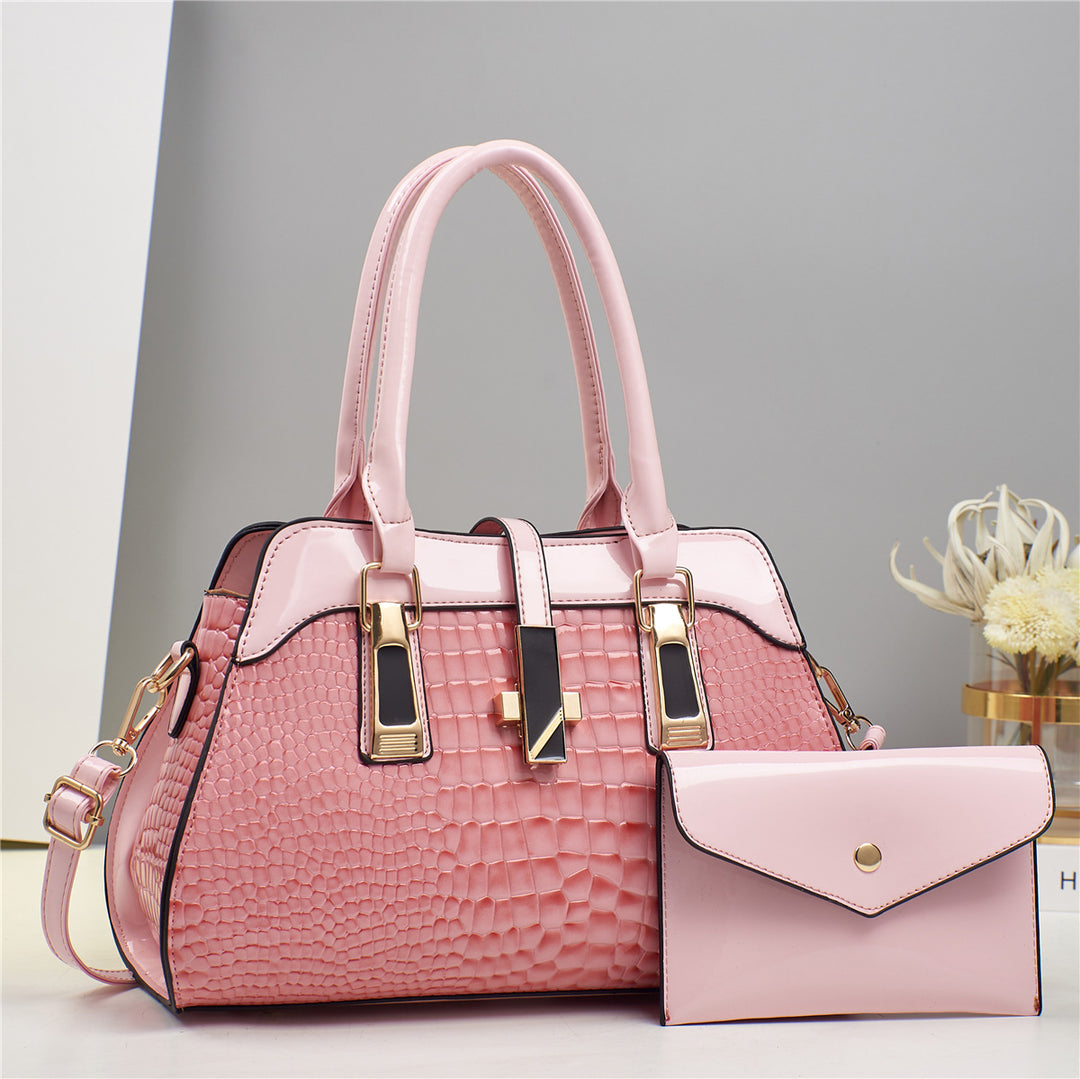 Damen Handtasche mit elegantem Kroko-Look und abnehmbarer Clutch Nord Taschen