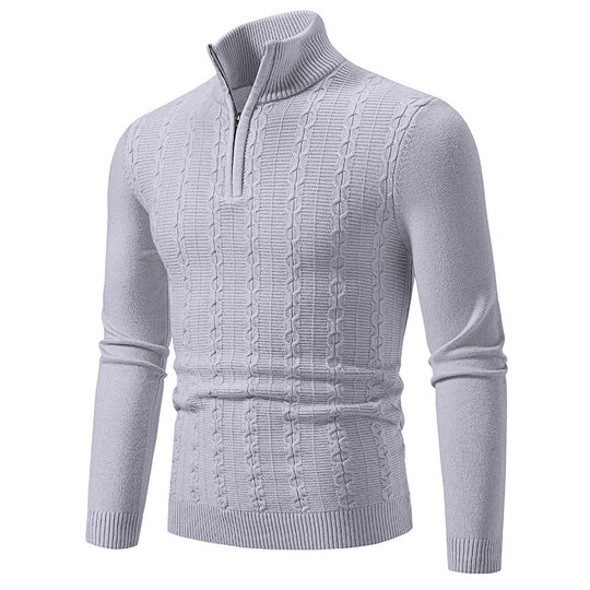 Herren Schmaler Halbzip-Zopfmuster-Pullover mit Thermo-Feinstrick und Rippsaum Nord Taschen