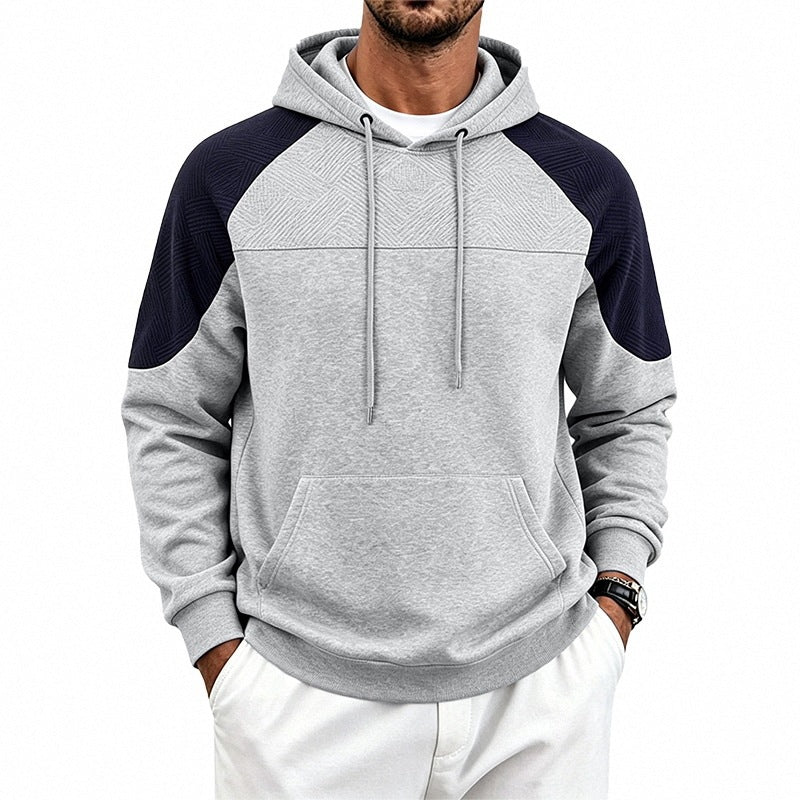 Herren Kapuzenpullover aus French Terry mit Waffelstruktur-Einsätzen und Kängurutasche Nord Taschen