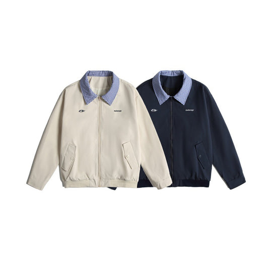 Herren Leichte Harrington-Bomberjacke mit Karierter Hemdkragen und Pattentaschen Nord Taschen