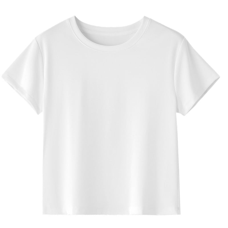 Damen Kurzgeschnittenes Boxy-T-Shirt aus weichem Baumwollstretch mit Rundhalsausschnitt Nord Taschen