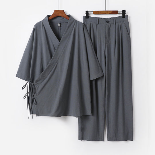 Unisex Kimono-Freizeit-Set mit Wickeloberteil und elastischer Bundhose Nord Taschen