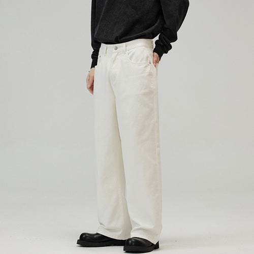 Herren Weite Baumwoll‑Twill‑Hose mit hohem Bund und geradem Bein Nord Taschen