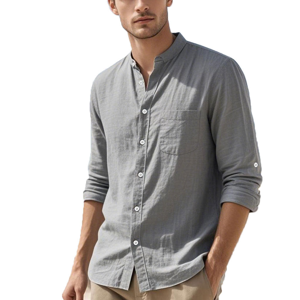 Herren Hemd im eleganten Henley-Stil mit strukturierter Baumwolle