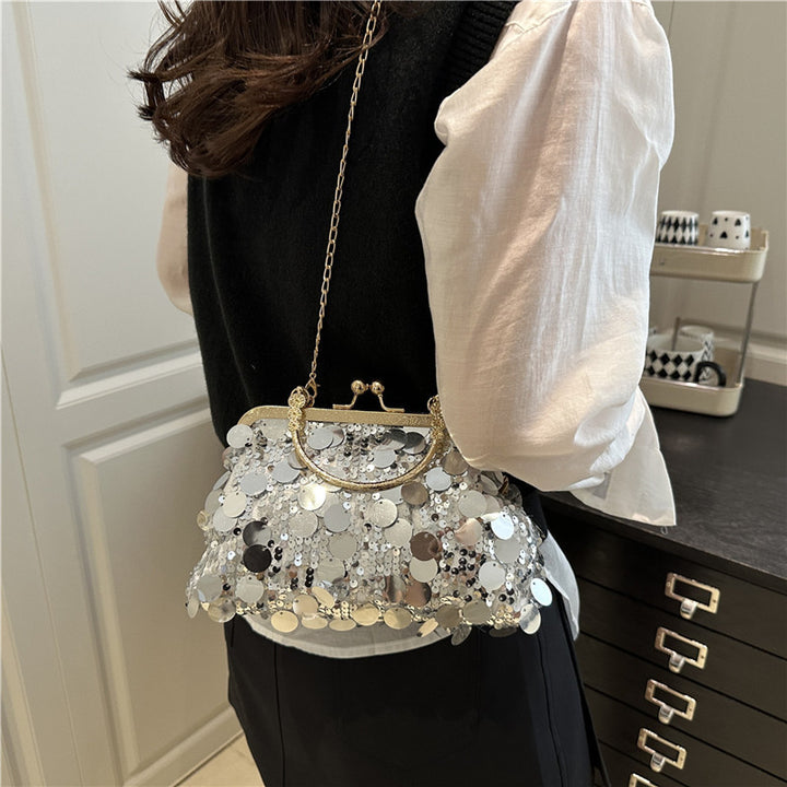 Damen glamouröse Clutch Tasche mit funkelnden Pailletten Nord Taschen