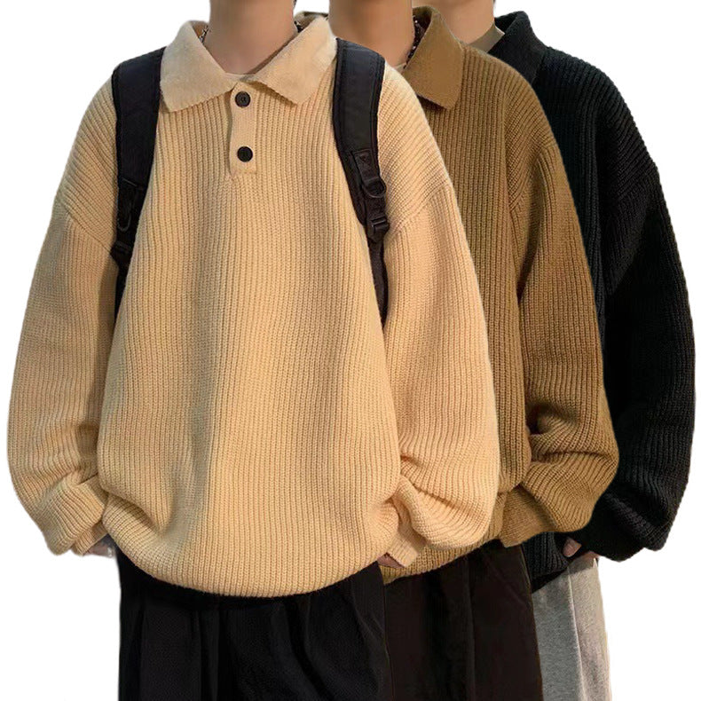 Damen Bequemer Grobstrickpullover mit Kragen Nord Taschen