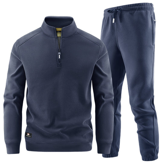 Herren Fleece-Trainingsset mit Stehkragen und Elastikbund Nord Taschen