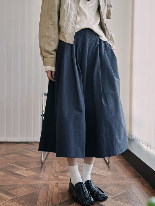Damen Weit schwingender Midirock mit hoher Taille und soften Falten Nord Taschen