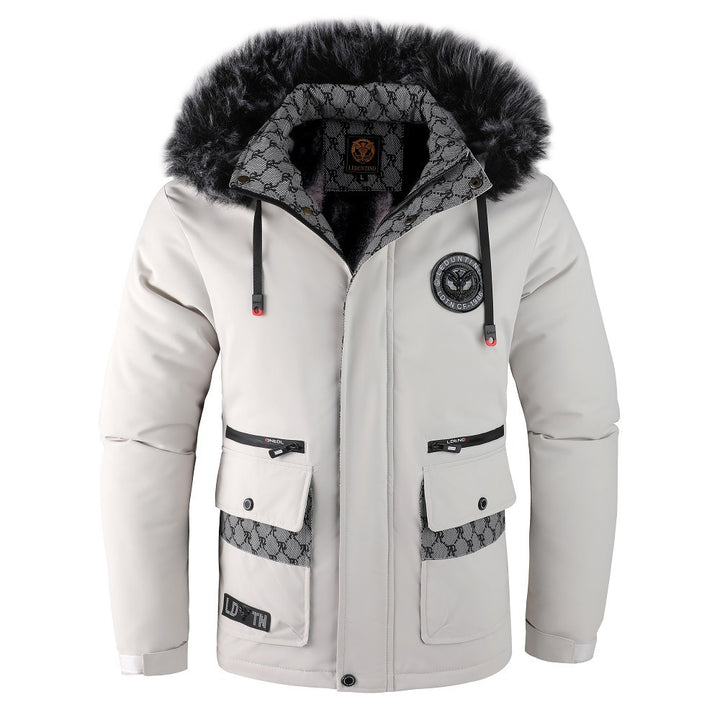 Herren  gefütterte Winterparka mit Kunstfellkapuze, Thermoisolierung und multifunktionalen Taschen Nord Taschen