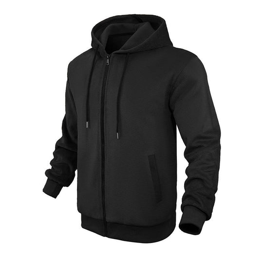 Herren sportlicher Zip-Hoodie aus atmungsaktivem Material mit Taschen