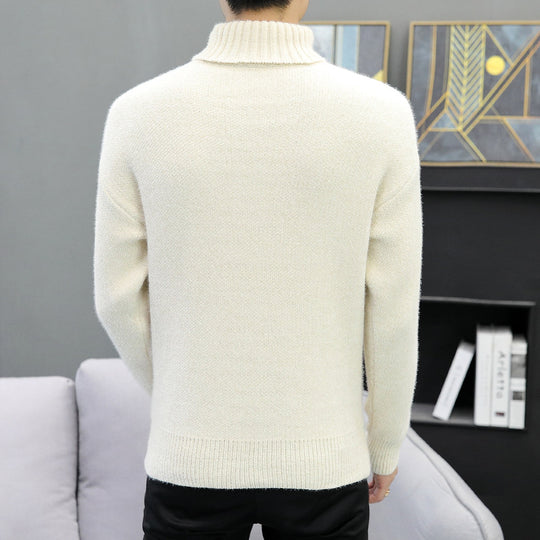 Herren Rollkragenpullover aus Bouclé-Feinstrick mit gerippten Bündchen Nord Taschen