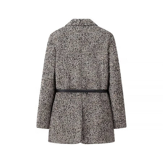 Damen Taillierter Bouclé‑Tweed‑Mantelblazer mit schmalem Taillengürtel Nord Taschen