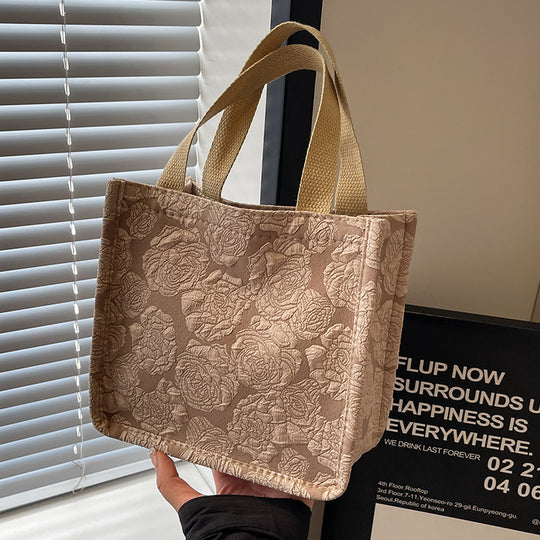 Damen Jute-Tragetasche mit floralem Muster und stabilen Griffen Nord Taschen
