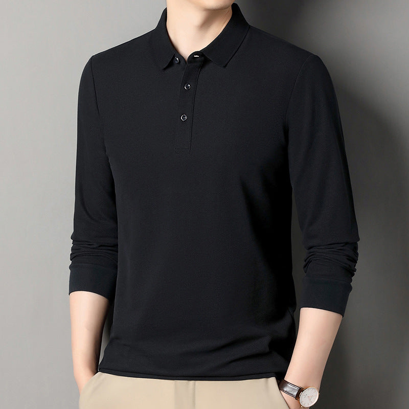 Herren Langarm‑Polo aus atmungsaktivem Baumwoll‑Stretch mit feinem Polokragen Nord Taschen