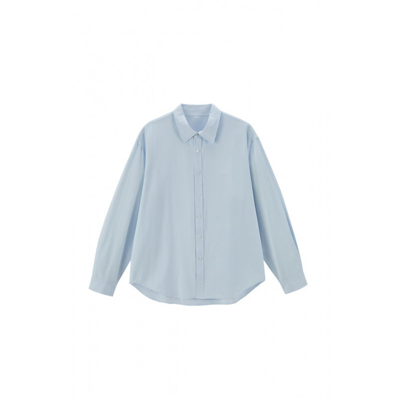Damen Lockeres Oversize-Blusenhemd mit Kentkragen, durchgehender Knopfleiste und abgerundetem Saum Nord Taschen