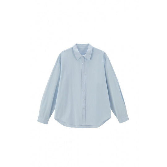 Damen Lockeres Oversize-Blusenhemd mit Kentkragen, durchgehender Knopfleiste und abgerundetem Saum Nord Taschen