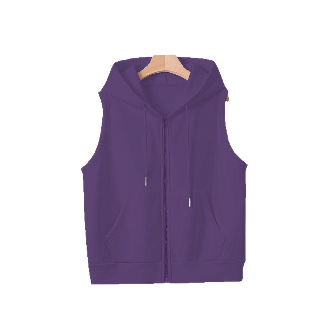 Damen Ärmellose Zip‑Hoodie‑Weste aus weichem Sweat mit Kängurutaschen Nord Taschen