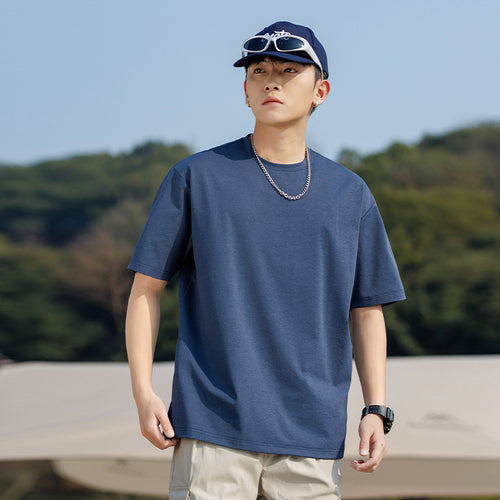 Herren Oversize-T‑Shirt aus schwerem Baumwolljersey mit weitem Schnitt und verstärktem Rundhals Nord Taschen