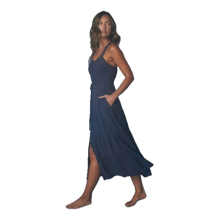 Damen Maxikleid mit nostalgischem Knopfverschluss und verstellbaren Trägern Nord Taschen