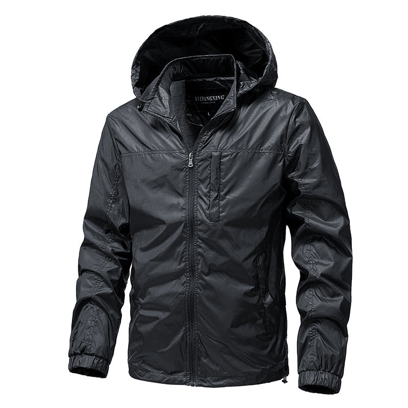 Herren Leichte wasserabweisende kompakt verstaubare Windjacke mit Kapuze Nord Taschen