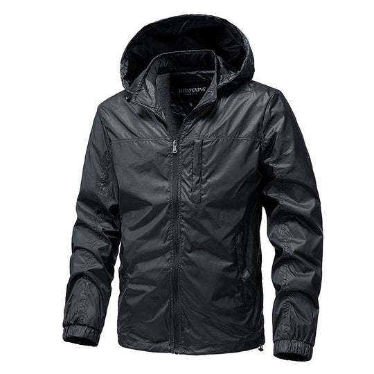 Herren Leichte wasserabweisende kompakt verstaubare Windjacke mit Kapuze Nord Taschen