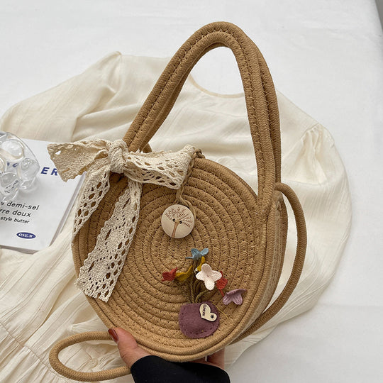 Damen Welleneffekt Slingtasche mit dekorativen Blumenapplikationen Nord Taschen