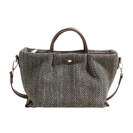 Damen stylische Strohtasche mit abnehmbarem Mini-Portemonnaie Nord Taschen
