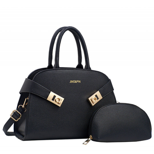 Damen Designer Umhängetasche mit edel strukturiertem Kunstleder und abnehmbarem Kosmetiktäschchen Nord Taschen