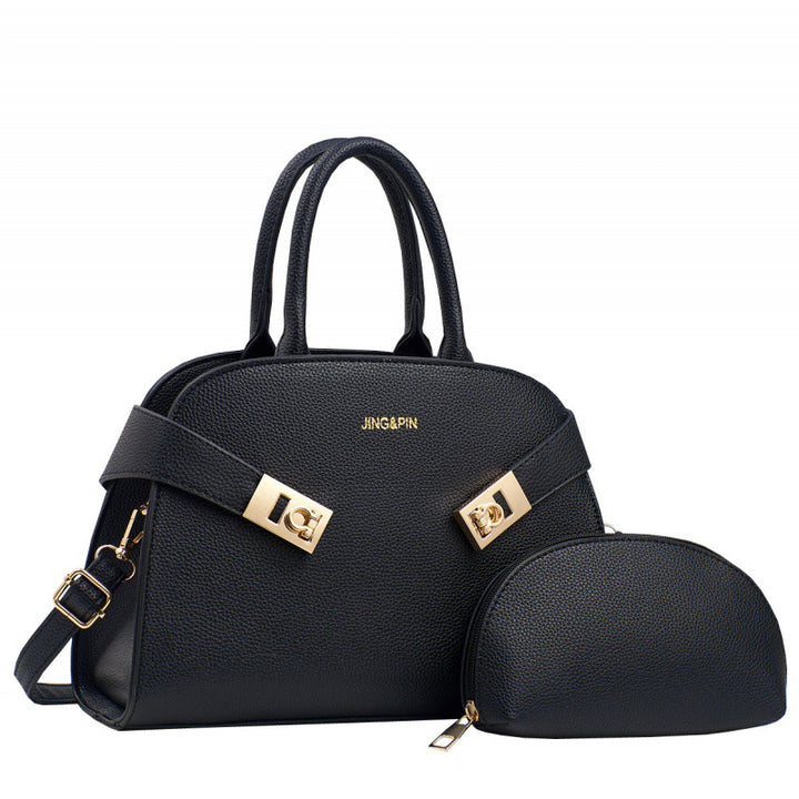Damen Designer Umhängetasche mit edel strukturiertem Kunstleder und abnehmbarem Kosmetiktäschchen Nord Taschen