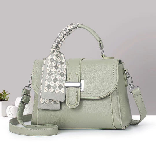 Damen modische Handtasche mit geflochtenem Griff und abnehmbarem Schal Nord Taschen