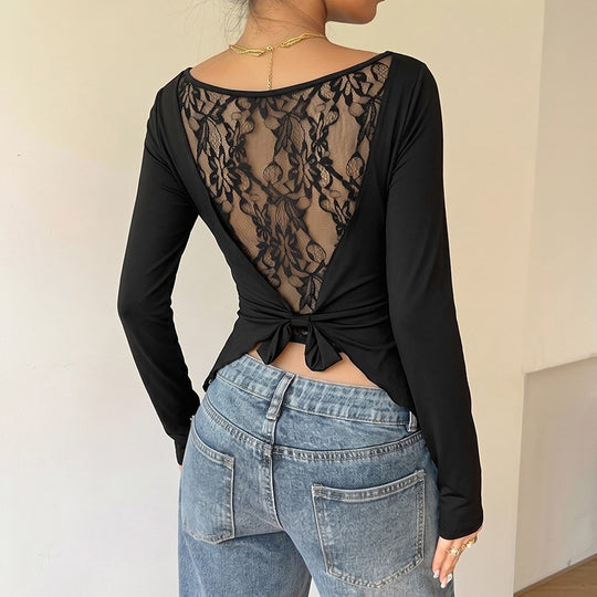 Damen Basic Langarmshirt mit Rundhalsausschnitt Nord Taschen