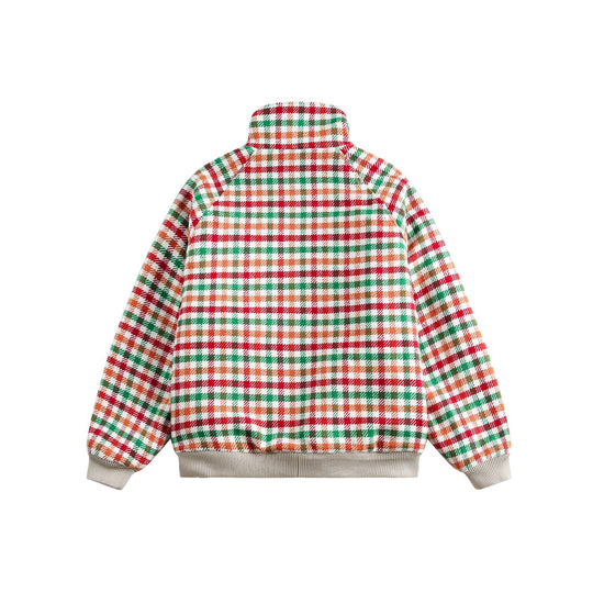 Damen Karierter Teddy‑Fleece‑Blouson im Boxy‑Cut mit Stehkragen Nord Taschen