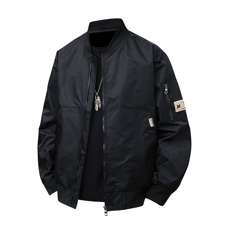 Herren Urbaner Nylon-Flight-Bomber mit Utility-Ärmeltasche und Zwei-Wege-Reißverschluss Nord Taschen