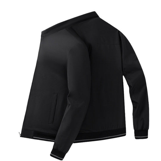 Herren Leichte Minimalistische Bomberjacke mit Stehkragen, Zwei-Wege-Reißverschluss und Rippbündchen Nord Taschen