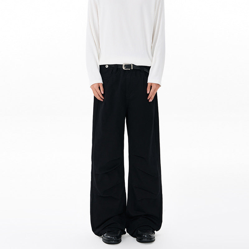 Herren Weite Relaxed-Twill-Hose mit tiefem Schritt, bodenlanger Silhouette und Gürtelschlaufen Nord Taschen